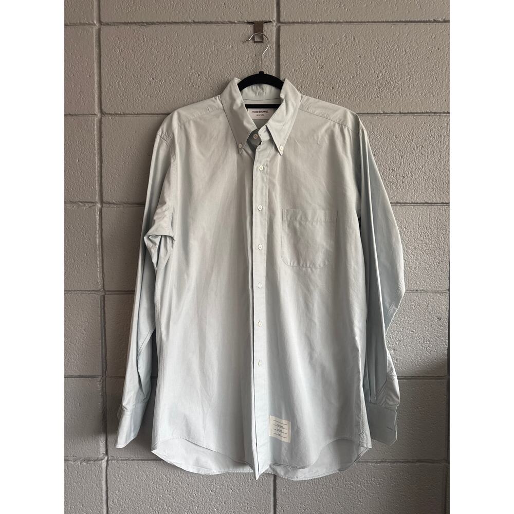 Thom Browne 100% Cotton Popplin Long Sleeve Button Down size 5 in Pale Blue